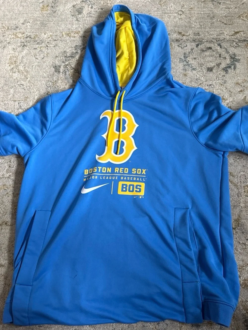Nike Boston Red Sox Blue and Yellow Hoodie